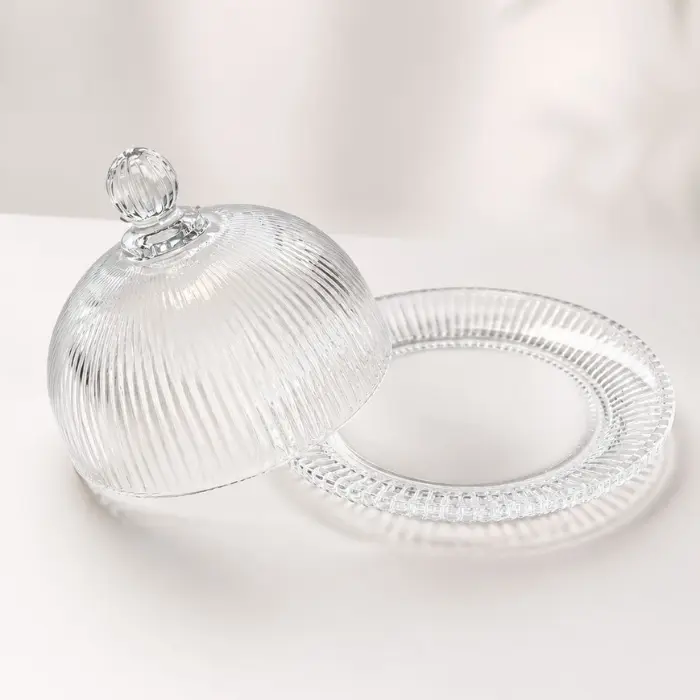 Piramit Glas-Servierschale mit Deckel 14 cm – Transparent – Evimo